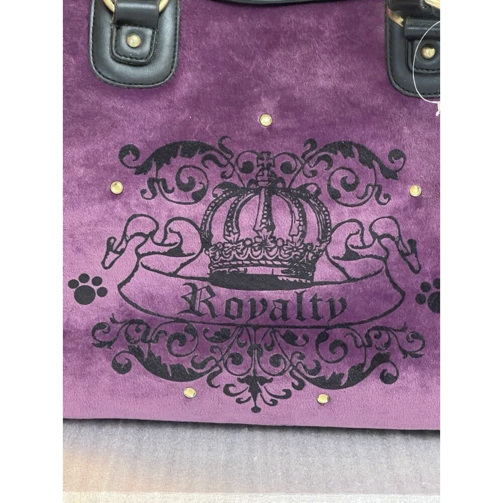 Pet Carrier Juicy Style Royalty Purple Velour Gold Mesh Small Dog Cat Travel Bag